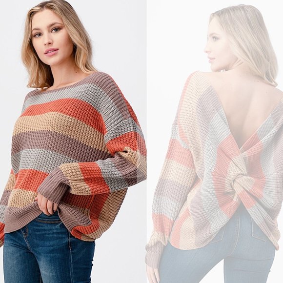 Cozy Reversible Multi Strip Sweater - Picture 1 of 4